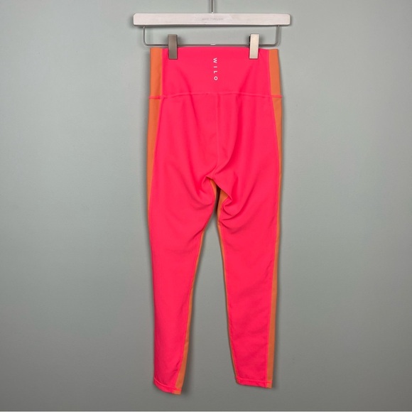 Wilo The Label Pink and Orange Color-Block Ribbed Leggings - Picture 6 of 7